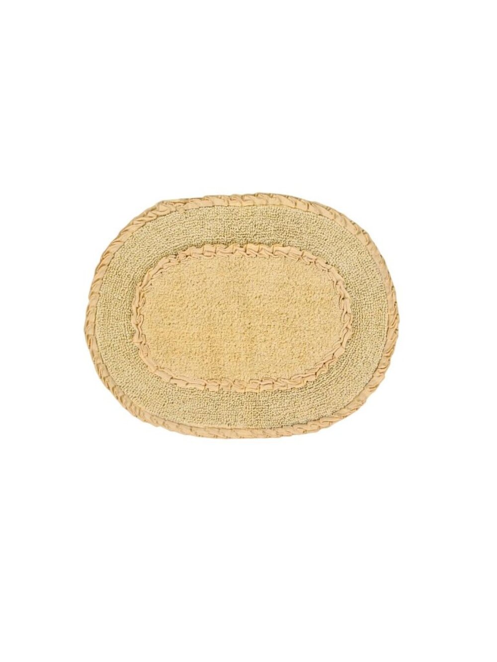 NWT Home Weavers Double Ruffle Bath Rug Oval Mat Yellow 17x24